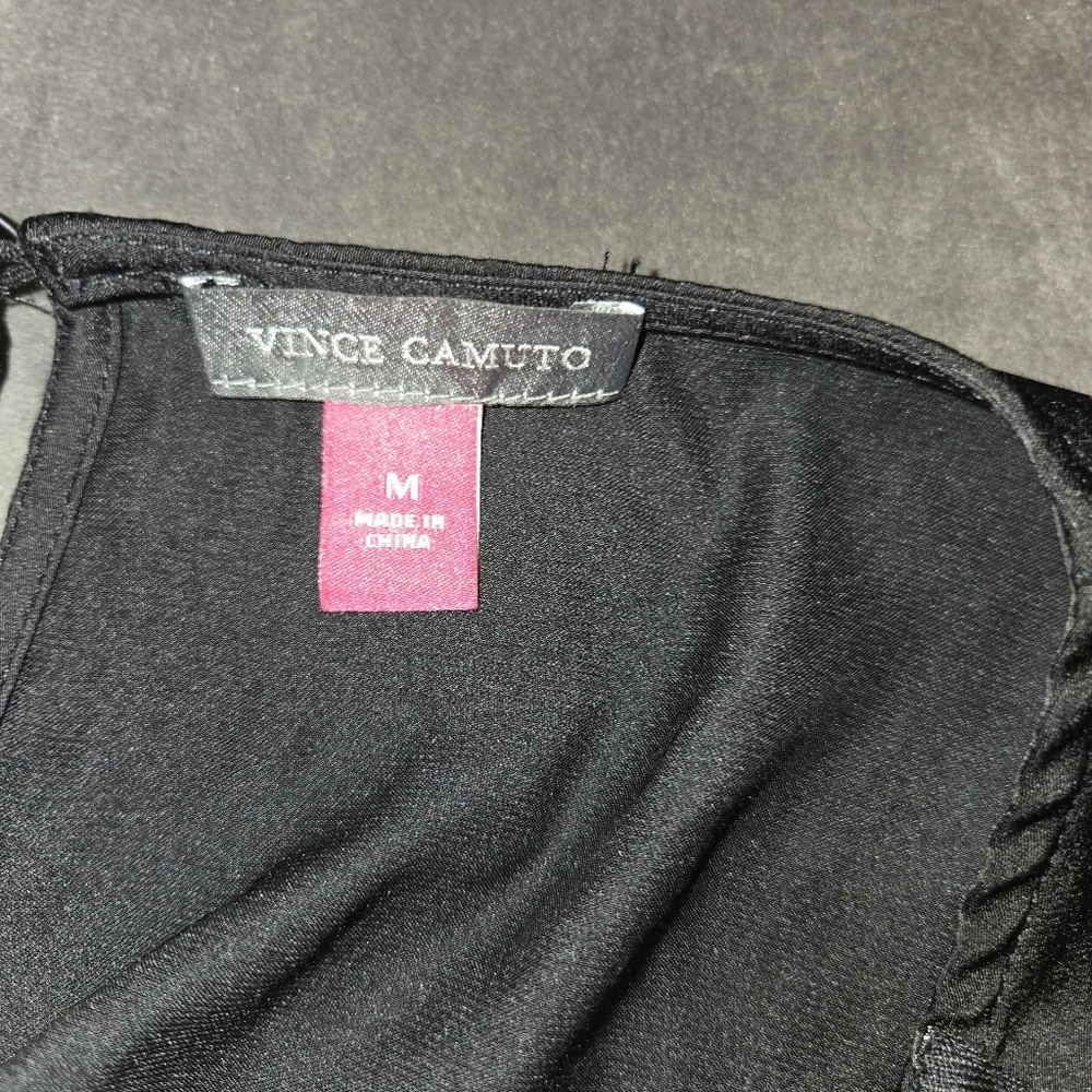 Vince Camuto Black Studded Embellished Blouse Long Sleeve Silver Detail  Sz:Med - Picture 9 of 12